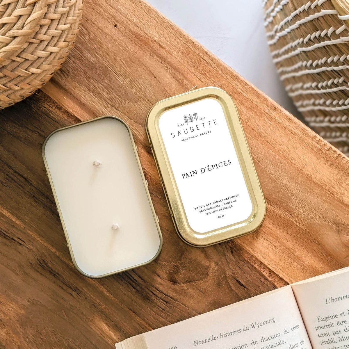 Bougie Parfumée Noël Pain D'Épices - Cire De Soja, 3 Mèches, 410g, 60h De Combustion, Décoration Maison