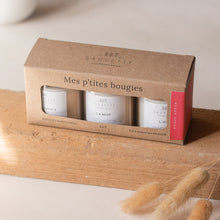 Charger l&#39;image dans la galerie, Coffret Amour Amour - 3 Bougies artisanales parfumées à la cire de soja naturelle - Thé d’amour, La Nuit et L’aube.
