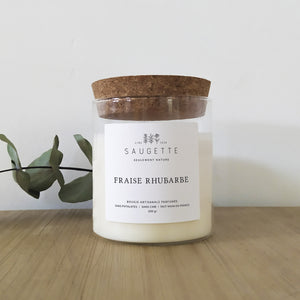 Fraise rhubarbe - Bougie artisanale parfumée à la cire de soja naturelle